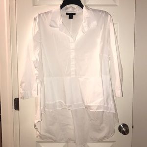 White plus size 22w collared Hi Lo peplum Top